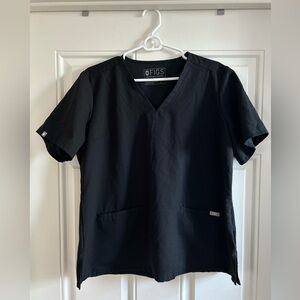 FIGS CASMA Scrub Top Women's Size Large Black Three Pocket
